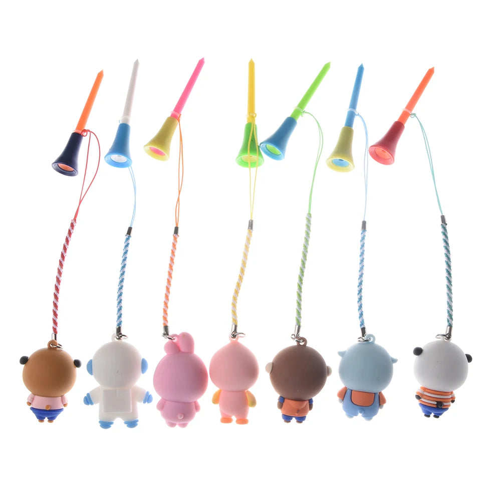 5pc Colourful Golf Tees with Safety Cord - Pinkyy